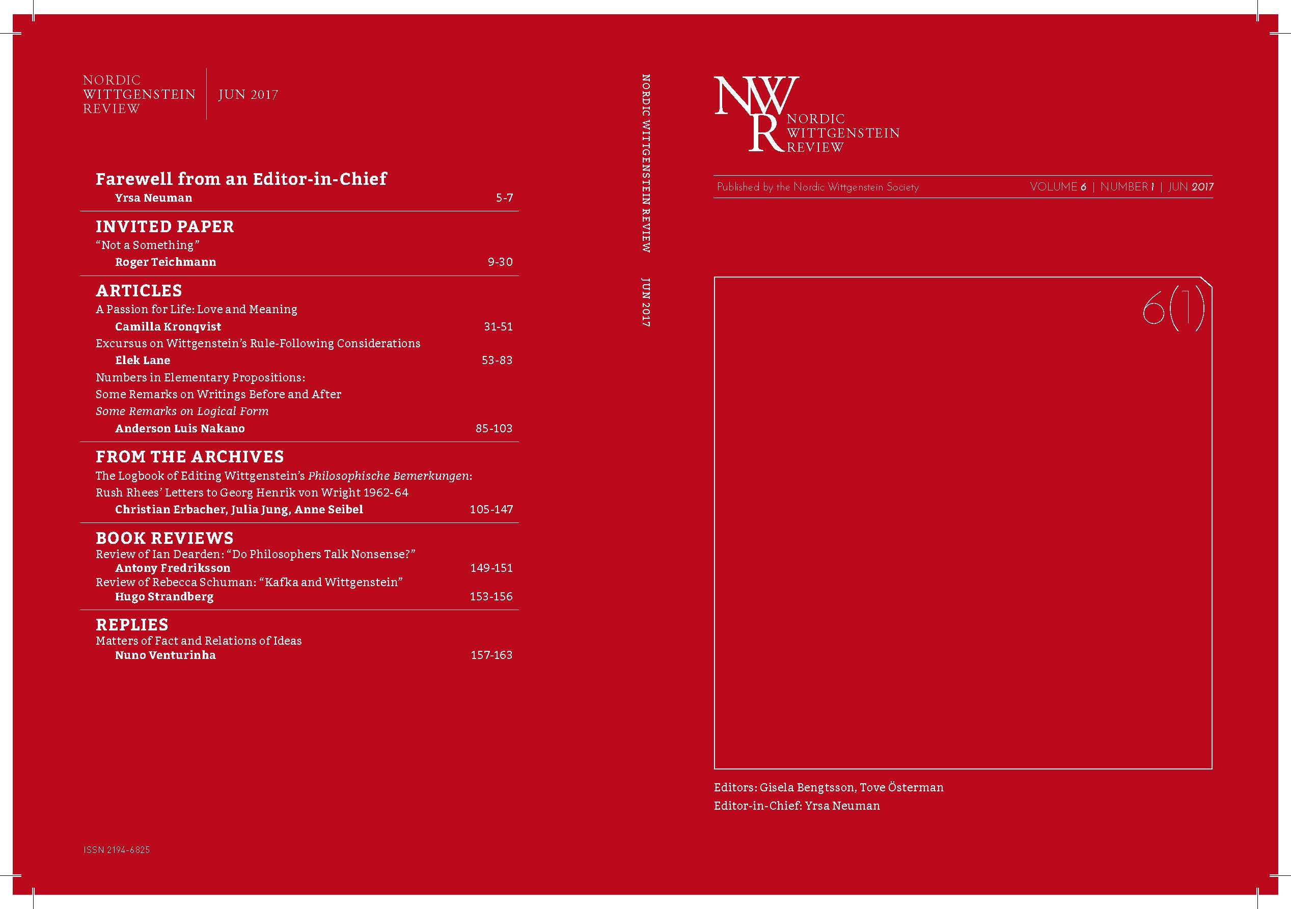 					View Vol. 6 No. 1 (2017): Volume 6 / Number 1 (June 2017) Volume 7 / Number 2 (December 2018) Y. Neuman, G. Bengtsson, T. Österman (eds.); A. Pichler (from the Archives); M. Gustafsson (book reviews)
				
