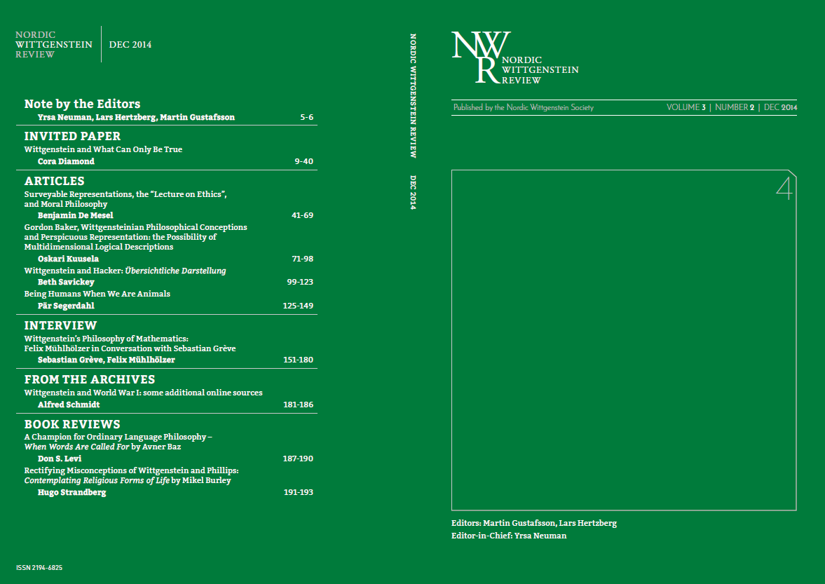 					View Vol. 3 No. 2 (2014): Volume 3 / Number 2 (Dec 2014),   M. Gustafsson, L. Hertzberg, Y. Neuman (eds.); A. Pichler (from the Archives)
				